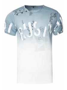 Выцветшая футболка с градиентным цветом и планкой с пуговицами сбоку серого цвета Rusty Neal