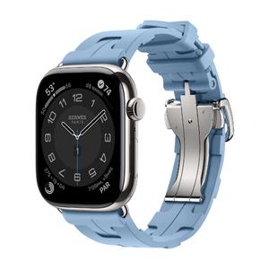 Apple Watch Hermès Series 11 (GPS+Cellular), 46 мм, Silver Titanium Case/Bleu Pastel Kilim Single Tour - One Size