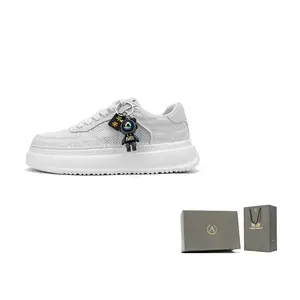 AOKANG Кроссовки Air Force One серии устойчивые к истиранию облегченные с эффектом увеличения роста низкие для скейтбординга мужские - лунный белый перфорированные[Астронавт]