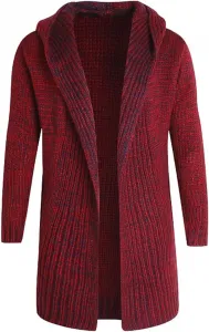 Мужской кардиган с шалью и открытым передом, рифленая вязка, зимняя верхняя одежда, Slim Fit