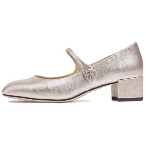 Туфли Мэри Джейн на массивном каблуке 4 см, женские, шампанского цвета, золотистые Staccato, Champagne Gold