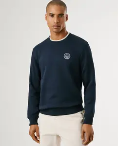 Мужская толстовка с круглым вырезом и принтом на спине Pepe Jeans, темно-синий