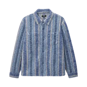 Рубашка Stussy Stripe Sherpa 'Indigo', синий