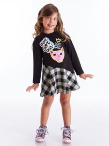Платье Denokids Kleid Kitten, черный/белый