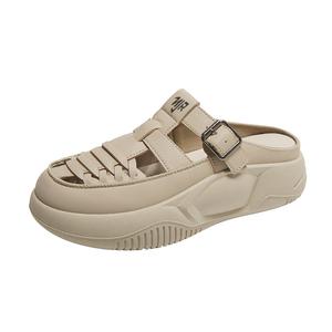 Женские сандалии с закрытым носком, резиновая подошва, тихие, износостойкие, нескользящие NANJIREN, Khaki