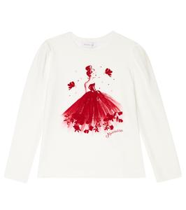 Топ из хлопковой смеси с принтом Monnalisa, Panna Rubino