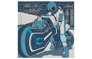 HERMES Вязаный шарф унисекс морской синий/серый/голубой, Marine Blue/Gray/Gray Blue