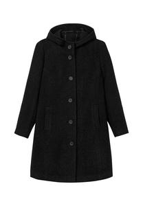 Пальто с капюшоном из уютного букле Sheego, черный