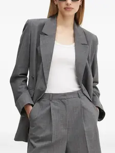 Двубортный пиджак в тонкую полоску HERSKIND, серый