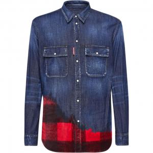 Dsquared2 клетчатая рубашка с длинным рукавом из денима DSQUARED 2, синий