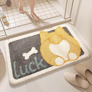 Dajiang Ковер 40х60 см из ПВХ для ванной комнаты, быстровпитывающий, с рисунком Corgi, сильный противоскользящий