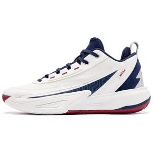 QIAODAN Баскетбольные кроссовки Coverage Grip с низким верхом, легкие, дышащие, мужские, белые, синие