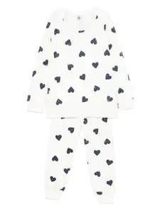 Пижама с принтом в виде сердечек Petit Bateau, белый