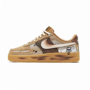 Nike Air Force 1 Nighttime Crimson Moon Cow Leather Thermal Abrasion Resistant Low top Skateboard Shoes Unisex Wheat