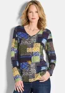 Футболка с длинными рукавами и принтом в виде нашивок. Goldner, Navy Patterned