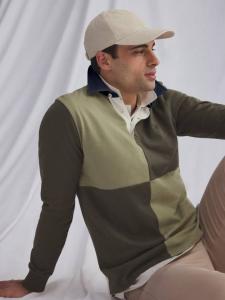 Хлопковая регбийка Harlequin Crew Clothing, Olive Green/Multi