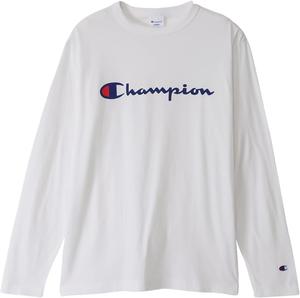 Мужская футболка с длинным рукавом Champion C8-W419Z, круглый вырез, 100% хлопок, логотип с надписью, базовый стиль, белый