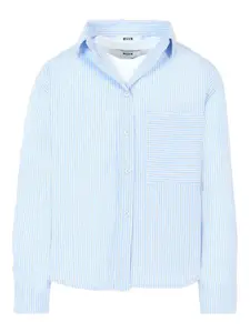 Полосатая рубашка с накладными карманами MSGM Kids, синий