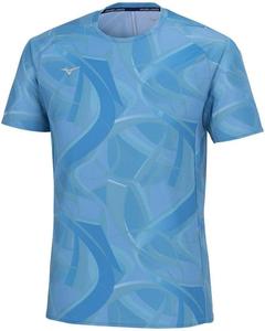 Мужская футболка Mizuno 32MAB555 Dry Air Flow с коротким рукавом, спортивная дизайн, быстросохнущая, дышащая, синий