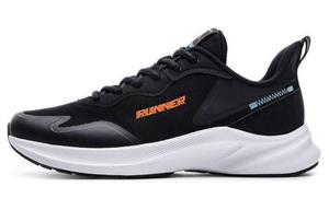 Амортизирующие износостойкие низкие кроссовки для бега мужские черные оранжевые QIAODAN