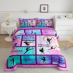 Erosebridal Комплект постельного белья Gymnastics Ballet Dancer с силуэтом гимнастки, розово-фиолетовый звездный небосвод, для девочек и женщин, Multi 13