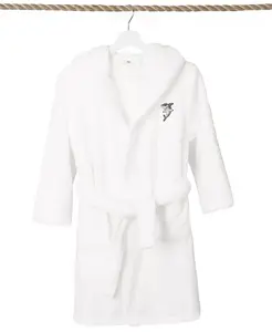 Детский плюшевый халат с капюшоном Shark Super Plush Double Brushed Linum Home, белый