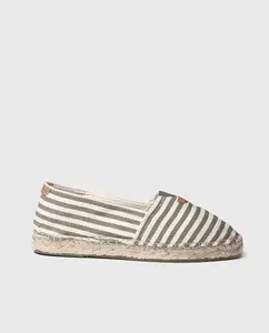 Эспадрильи унисекс на плоской подошве из полосатой ткани Toni Pons, цвет Kaki