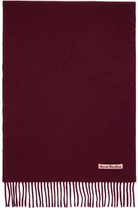 Acne Studios Узкий шерстяной шарф с бахромой бордового цвета