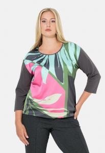 Блуза Ulla Popken RUNDHALS 3/4-ARM, Anthracite