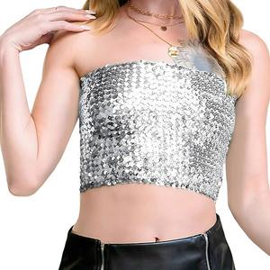 Женский топ без бретелей с блестками и пайетками для вечеринки Anna-Kaci, Silver