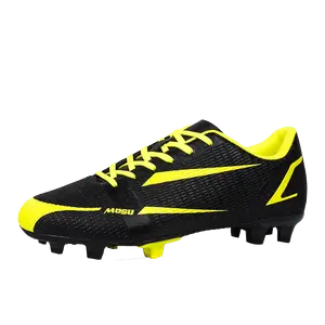 TONYBEAR Футбольные бутсы унисекс мидтоп черные неоново-желтые с длинными шипами, цвет Black Neon Yellow Long Stud