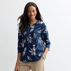 Женская блузка с защипами Croft & Barrow, Navy Block Floral