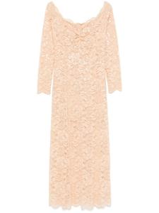 Кружевное платье макси с пайетками Rabanne, нейтральный цвет