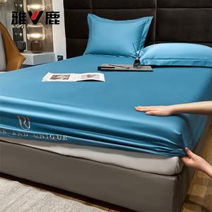 Yalu Простыня на резинке 150х200 см, 100% хлопок, полностью закрытая, противоскользящая, цвет Smog Blue