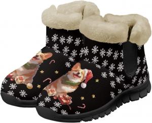 Женские зимние ботинки Jeiento с мехом, утепленные, уличные ботильоны, Christmas Corgi