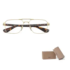 Burberry Металлическая авиаторская оправа для очков мужская золотая, Gold
