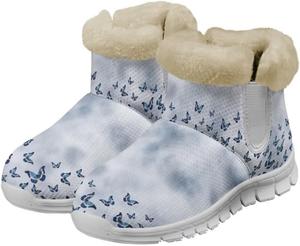 Женские ботинки на зиму с противоскользящей подошвой, полностью утепленные мехом, теплые и уютные снежные сапоги с поролоновой подкладкой Glomenade, Gray Tie Dye Butterfly