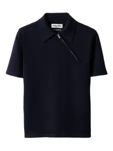 Свитер в рубчик на молнии MIU MIU, синий