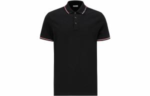 Футболка поло Moncler с контрастной отделкой, черная