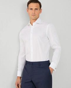 Мужская однотонная рубашка из поплина классического кроя Hackett, белый