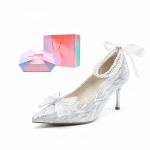 Тонкий каблук Женские туфли на высоком каблуке 7,5 см ZHR, для начинающих 7,5 см — серебристая звездная коробка с ограниченной короной Y785