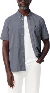 Lacoste мужская короткая рукав рубашка в клетку на пуговицах regular fit, Blanc/Marine