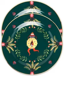 Набор из двух десертных тарелок с графичным принтом La Doublej, зеленый