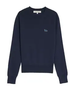 Пуловер с рисунком голубой лисы Maison Kitsunã, синий