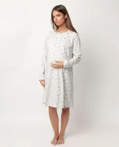 Длинная женская ночная рубашка из вязкой вискозы серого цвета Disney