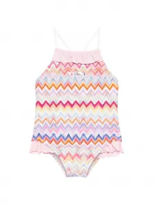 Купальник с принтом "елочка" Missoni Kids, белый