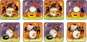 Certified International Halloween Gnomes квадратные тарелки для канапе/ланча 15 см, мультиколор, набор из 4 шт (упаковка 2)