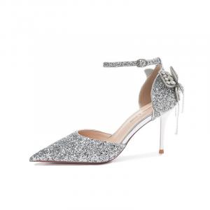 Туфли женские на высоком каблуке Hkcp, серебряный