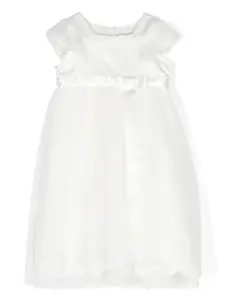 Расклешенное платье Iconic Chic с кружевной отделкой Monnalisa, белый