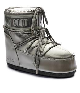 Зимние ботинки Moon Boot на толстой подошве со шнуровкой, серебряный